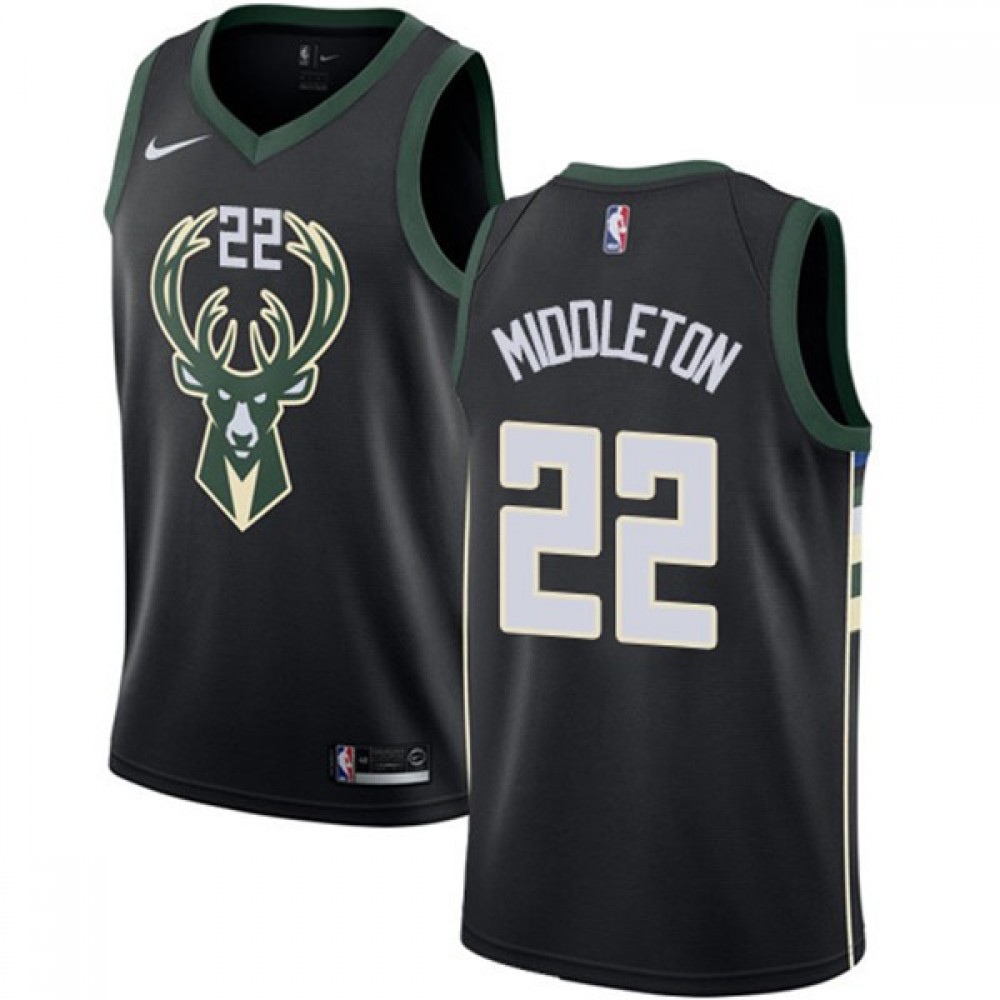 Men's Milwaukee Bucks Khris Middleton #22 Black Swingman Jersey - Statement Edition-Pro Kit Vault | Brand New 26/27 Sports Jerseys